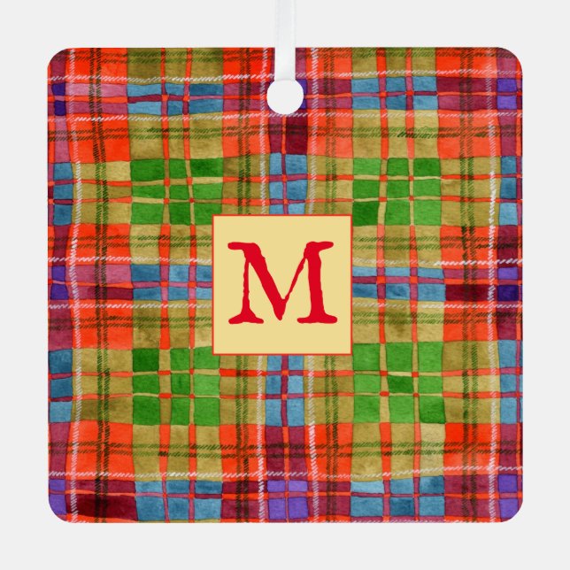 MAC RAE TARTAN Carré métallique Ornement + initial (Recto)