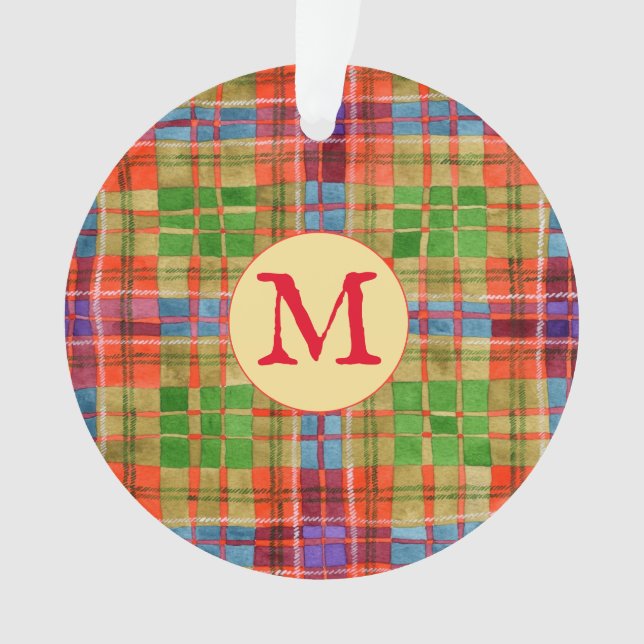 MAC RAE TARTAN Cercle acrylique Ornement + Initial (devant)
