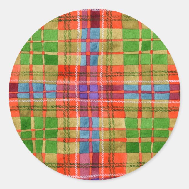 MAC RAE TARTAN Große Round Stickers (Vorderseite)