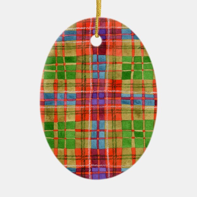 MAC RAE TARTAN Keramik Oval Ornament (Vorne)