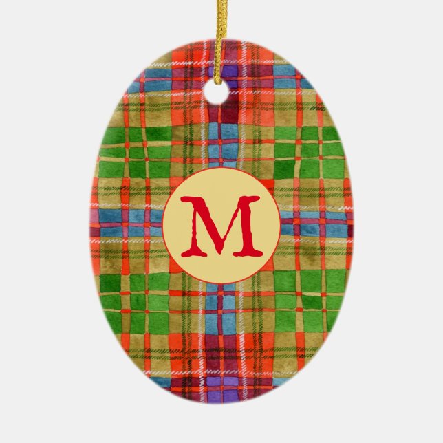 MAC RAE TARTAN Keramik Oval Ornament + Ursprünglic (Vorne)