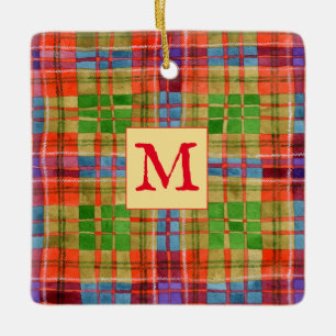 MAC RAE TARTAN Keramik Square Ornament + Ursprüngl