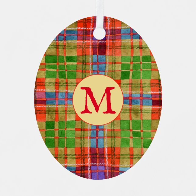 MAC RAE TARTAN Metal Oval Ornament + Initial (Vorderseite)