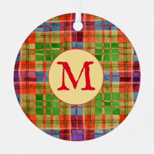 MAC RAE TARTAN Metall-Kreisschmuck + Initiale Ornament Aus Metall