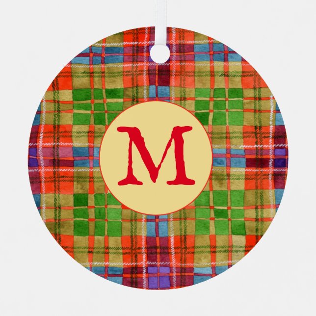 MAC RAE TARTAN Metallzirkular Ornament + Initial Aus Metall (Vorderseite)