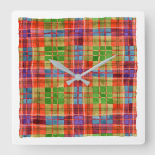 MAC RAE TARTAN Quadratische Acryl-Wanduhr Wanduhr