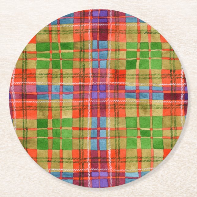 MAC RAE TARTAN Round Paper Untersetzer (Vorderseite)