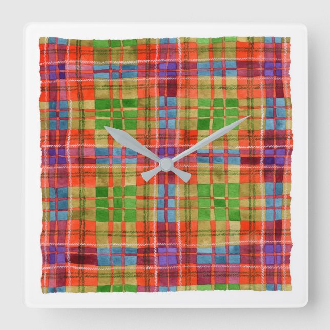 MAC RAE TARTAN Square Akryllische Wall-Clock Quadratische Wanduhr (Vorderseite)