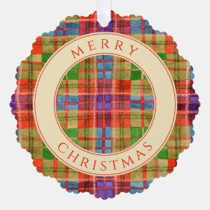 MAC RAE TARTAN Wellpappeschmuckkarte mit Bogenrand Ornament Karte