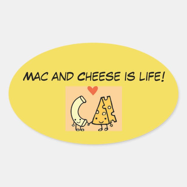 Mac und Käse ist das Leben! Ovaler Aufkleber (Vorderseite)