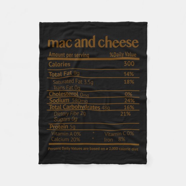 Mac- und Käsekostüme Funny Food Nutrition Fakten Fleecedecke (Vorderseite)