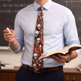 Macabre Halloween Skelett aus der Mitte des Jahrhu Krawatte