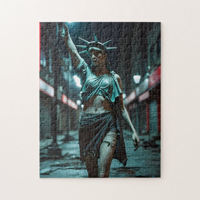 Macabre Statue of Liberty Red Light Dystopia (Vertikal)
