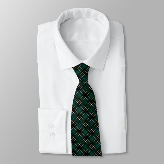 MacAlpine Clan Tartan Forest Green and Black Karie Krawatte (Gebunden)