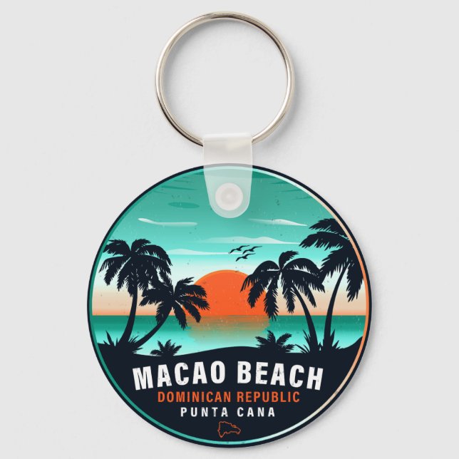 Macao Beach Dominican Retro Sunset Souvenir 60er Schlüsselanhänger (Vorderseite)