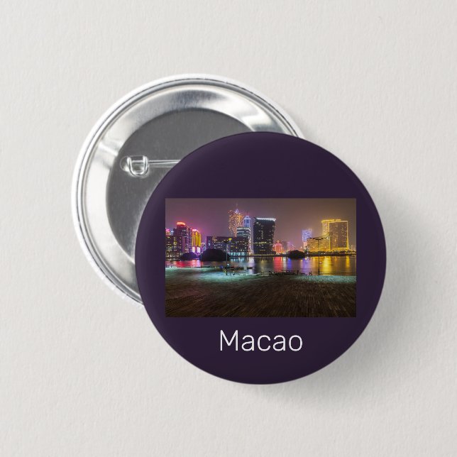 Macao Casino Skyline Panorama China Button (Vorne & Hinten)