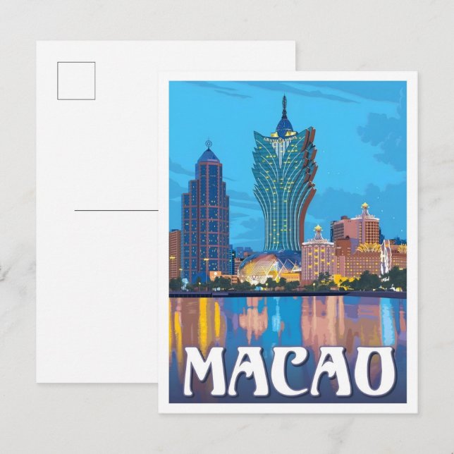 Macao Vintage Reise  Postkarte (Vorne/Hinten)