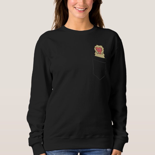 Macaque Monkey In a Pocket Funny Pocket Macaque Sweatshirt (Vorderseite)