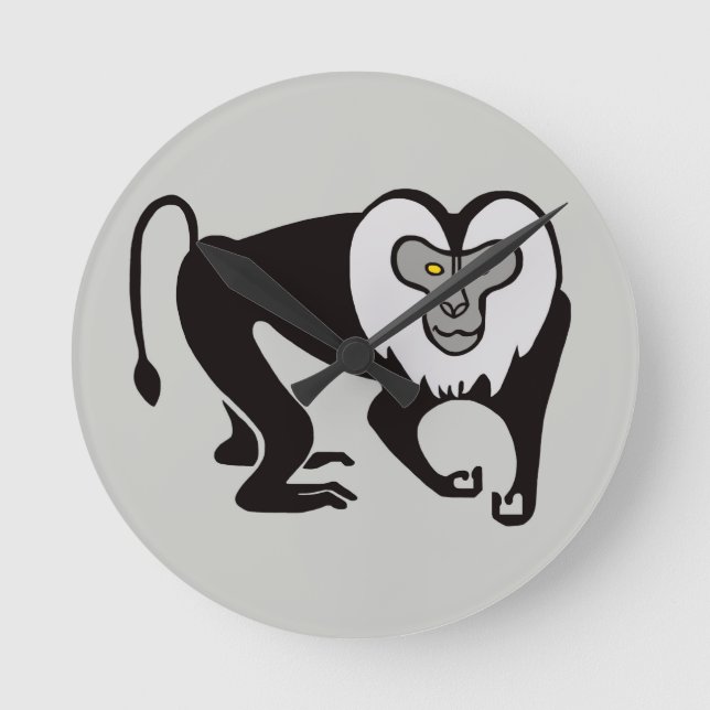 Macaque - round clock runde wanduhr (Vorderseite)