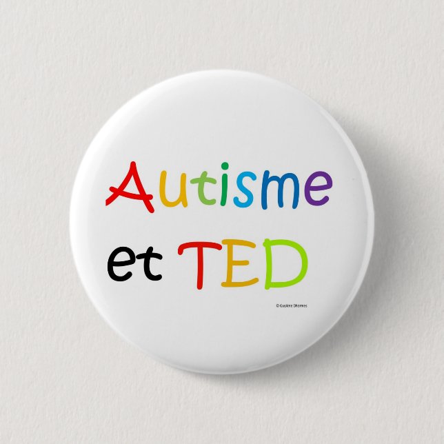Macaron Autisme TED Bogenen-ciel Button (Vorderseite)
