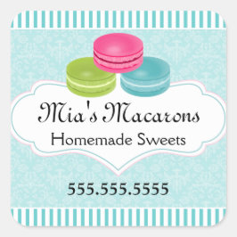 Macaron Bakery Box Siegel Quadratischer Aufkleber