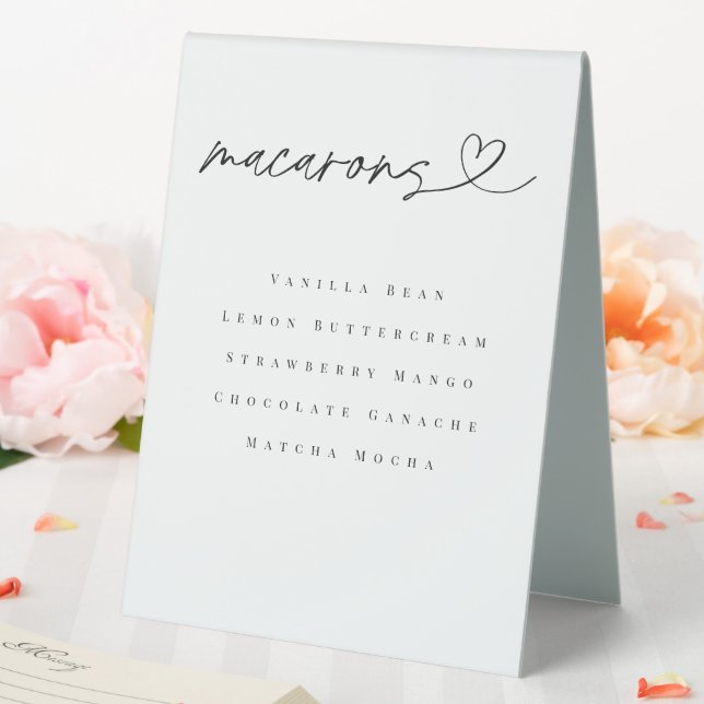 Macaron Flavors Dessert Table Wedding Tent Sign Tischaufsteller (In Situ (Hochzeit))