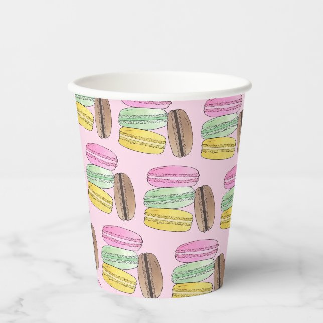 Macaron French Pastry Cookies Macarons Patisserie Pappbecher (Vorderseite)