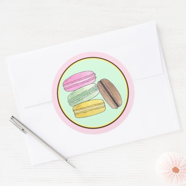Macaron French Pastry Cookies Macarons Patisserie Runder Aufkleber (Umschlag)