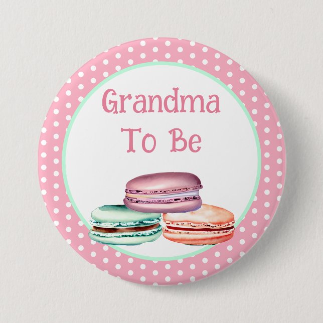 Macaron Girl's Baby Dusche Oma zu sein Button (Vorderseite)
