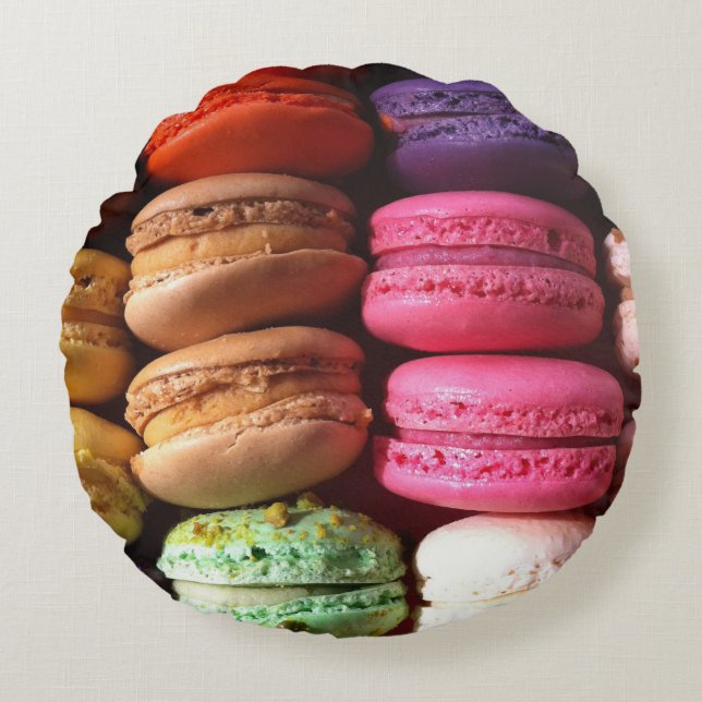 Macaron-Kekse Rundes Kissen (Vorderseite)