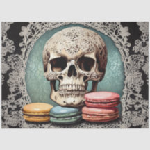 Macaron Lace Skull Decoupage Paper