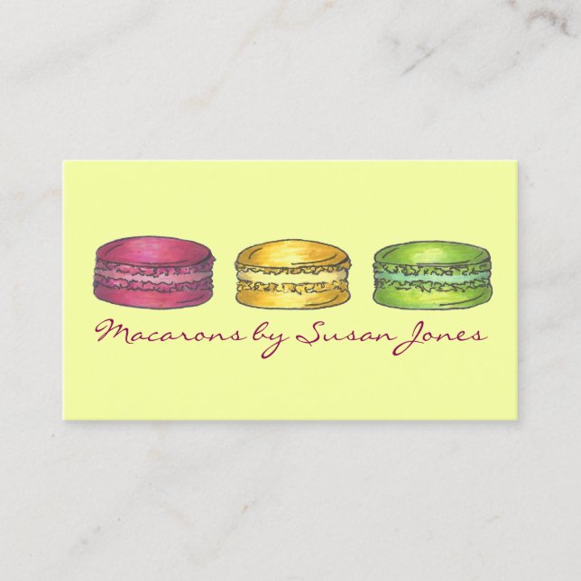 Macaron Macarons französische Bäckerei, gebacken d Visitenkarte (Vorderseite)