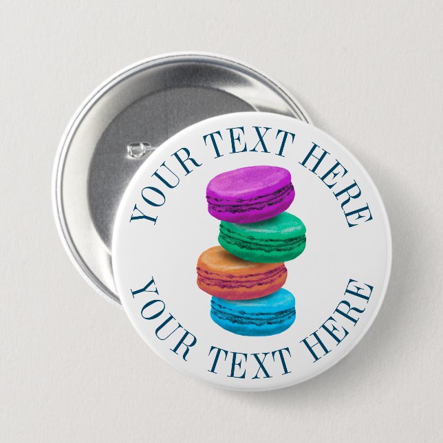 Macaron-Pinback-Buttons mit personalisiertem Text Button (Vorne & Hinten)