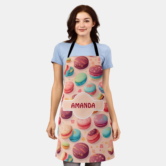 Macaron Rainbow Personalisiertes Muster Schürze (Getragen)