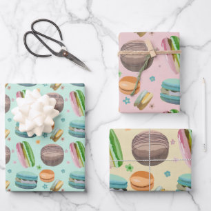 Macaron Wrapping Paper Set Geschenkpapier Set