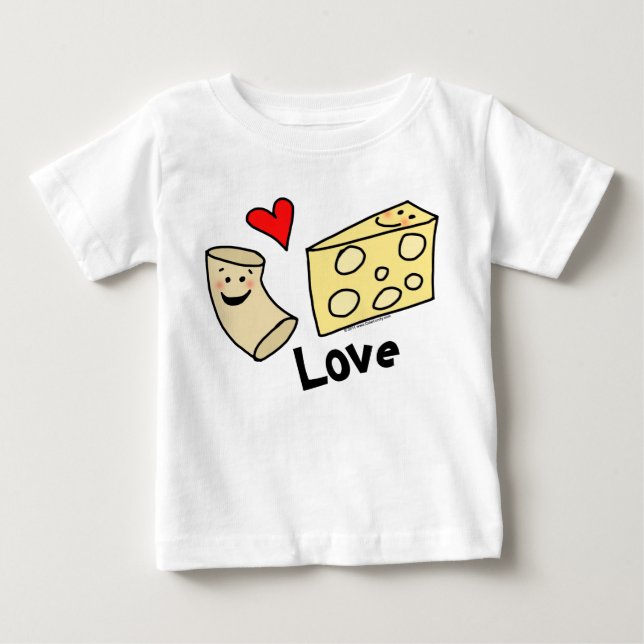 Macaroni Lieben Käse, Herzmädchen/Junge Niedlich Baby T-shirt (Vorderseite)