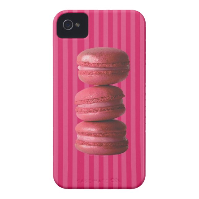 Macarons auf französischen Streifen Case-Mate iPhone Hülle (Rückseite)