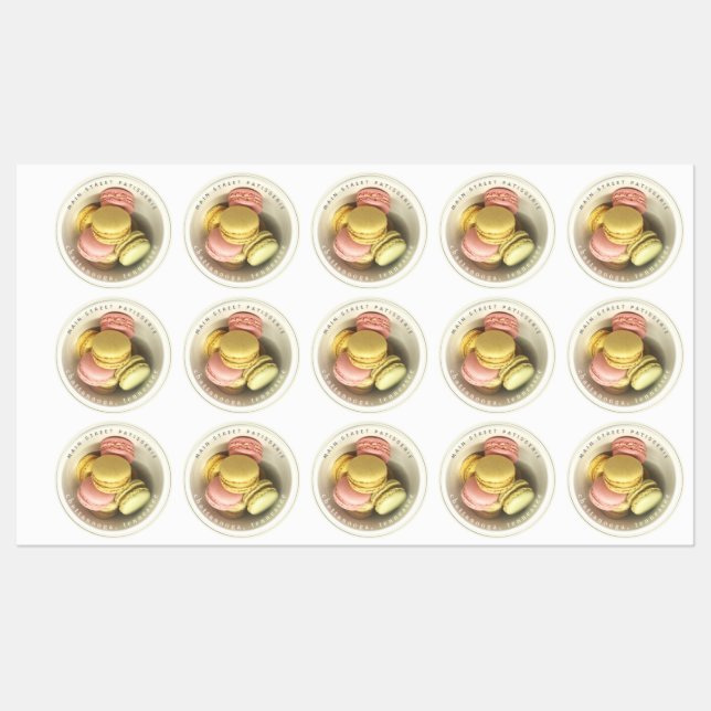 Macarons Bowl Foto Food Business Patisserie Etiketten (Blatt)