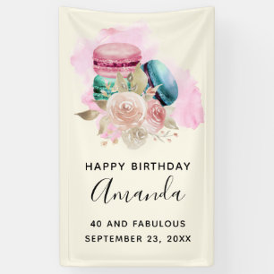 Macarons colorés Aquarelle joyeuse bannière d'anni