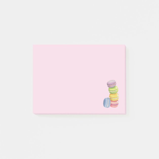 Macarons Französisches Dessert in Pastel Watercolo Post-it Klebezettel (Vorderseite)