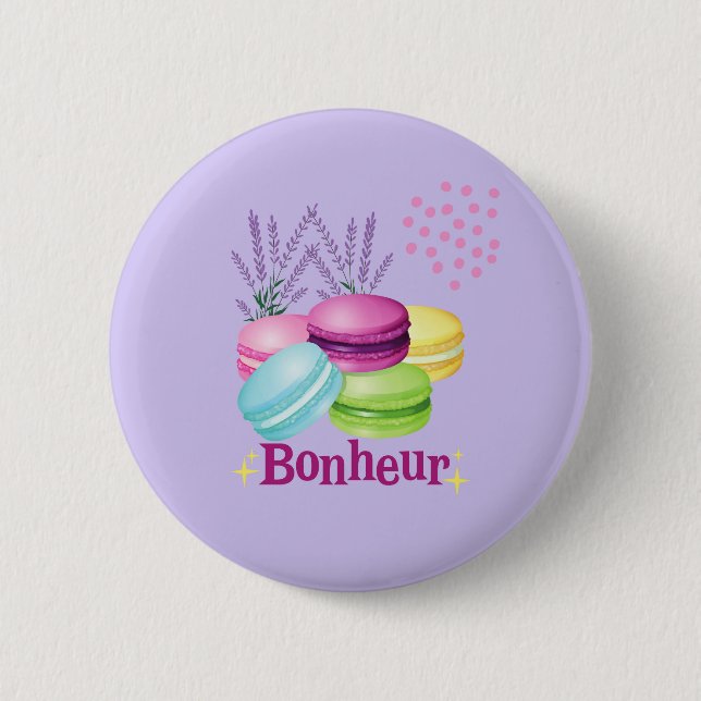 Macarons Glück Bonheur Button (Vorderseite)