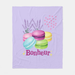 Macarons Glück Bonheur Fleecedecke