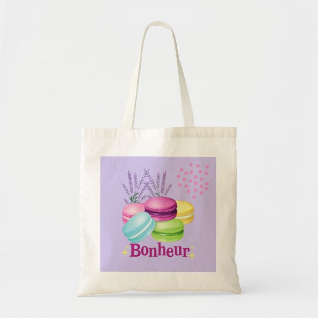 Macarons Glück Bonheur Tragetasche (Vorne)