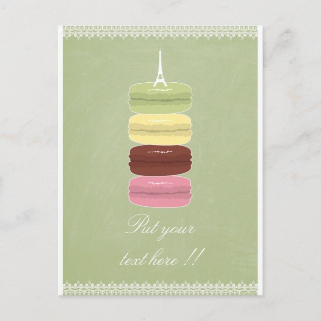 Macarons in Paris und Lace Postkarte (Vorderseite)