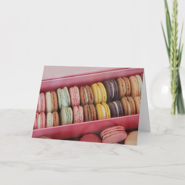 Macarons in verschiedenen Farben Karte (Vorderseite)