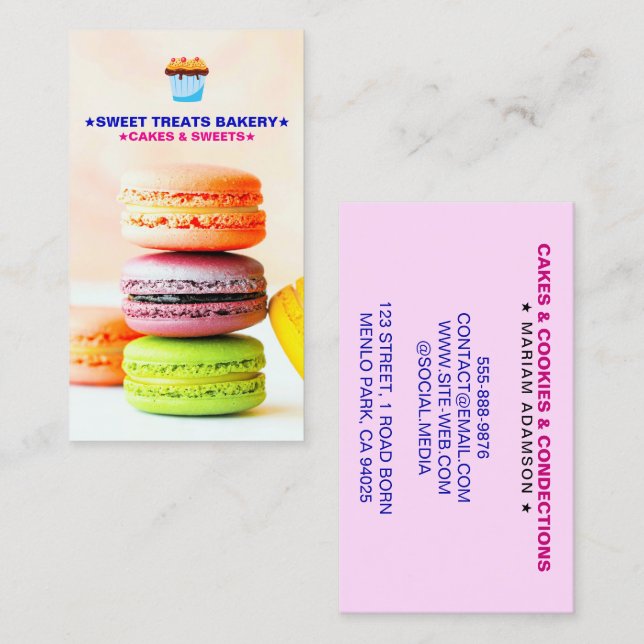 Macarons Konditor | Macaroons Bäckerei-Logo Visitenkarte (Vorne/Hinten)