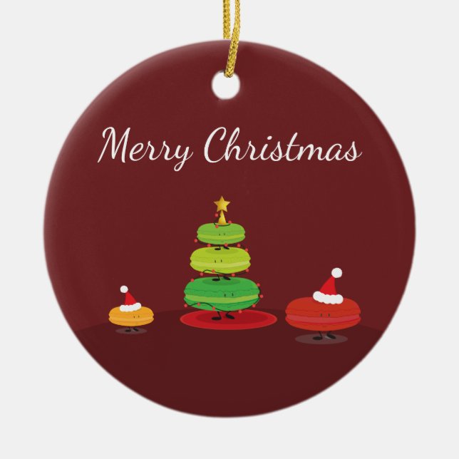 Macarons Merry Christmas Keramikornament (Vorne)