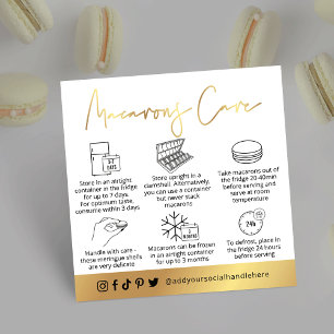 Macarons White & Gold Moderne Desserts Betreuungsa Quadratische Visitenkarte