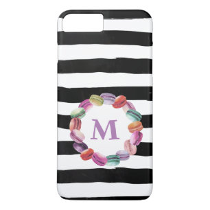 Macarons Wreath Monogram Schwarz-weiße Streifen title_seo2