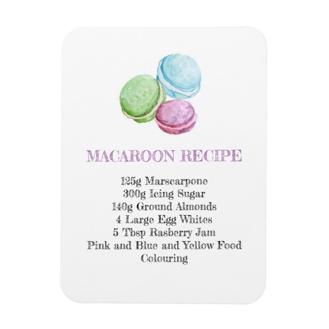 MACAROON RECIPE KÜCHE FLEXIBLER KÜHLSCHRANKMAGNET MAGNET (Vertikal)